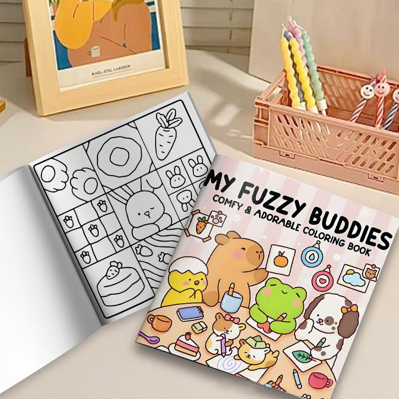 

My Fuzzy Buddies Coloring Book For Adults And Teens Cute Animal Life Stories Painting Book Art Crafts Painting Supplies ONESIZE