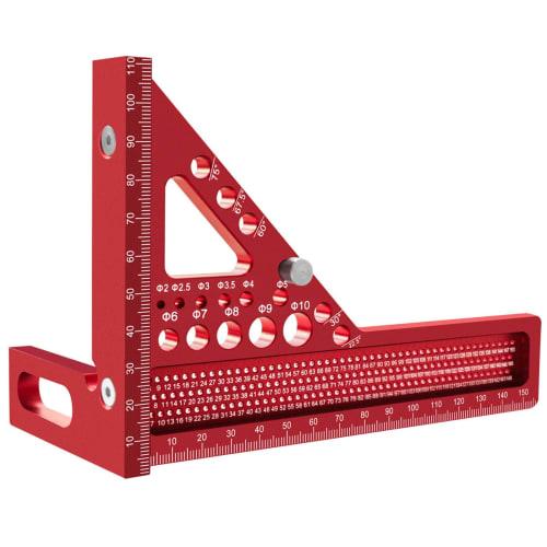 EsiFare Woodworking Triangle Ruler, Right Angle Ruler with Dowel Pins, Square Protractor, Angle Ruler, 3D Multi-Angle Measuring Ruler, Aluminum Measur