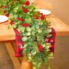 Christmas Decoration Xmas Garland Artificial Berries Garland Holiday Xmas Cabinet Table Artificial Leaf Decor Wreath