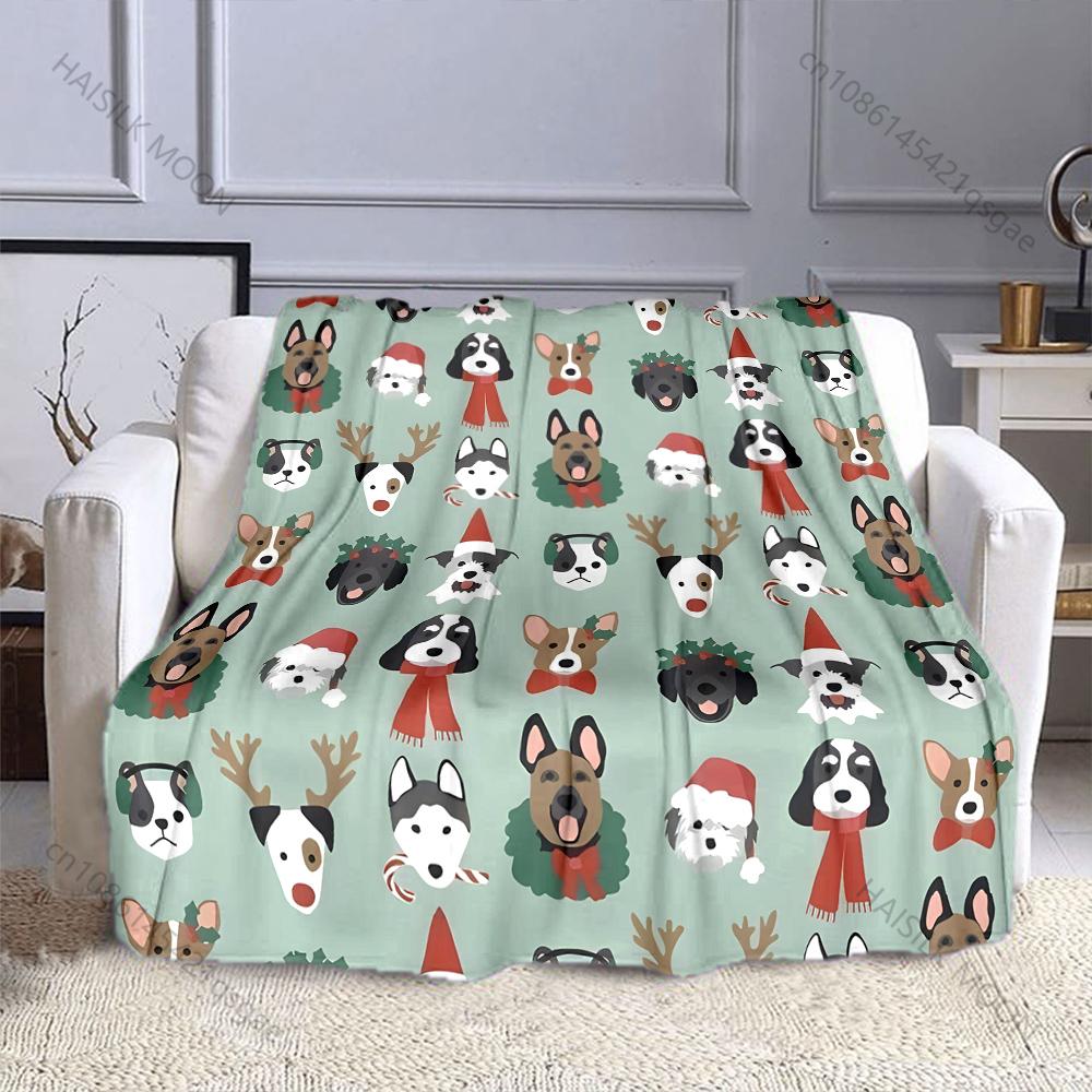 

Christmas Themed Dog Pattern Blanket Warm Soft Fluffy Kids and Adults Sofa Bed Throw Blanket for Home Travel Camping Gifts 75x100cm
