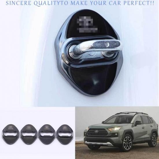 For Toyota RAV4 2019-2025 Black Titanium Door Lock Buckle Protect Cover Trim 4PC