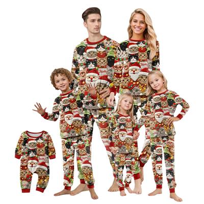 Matching Family Christmas Print Flannel Homewear Set Long-Sleeve Top And Pants