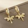 Huitan Elegant Women Drop Earrings Dragonfly Shaped Versatile Party Daily Animal Fancy Accessories Lady Delicate Metal JewelryGood Product
