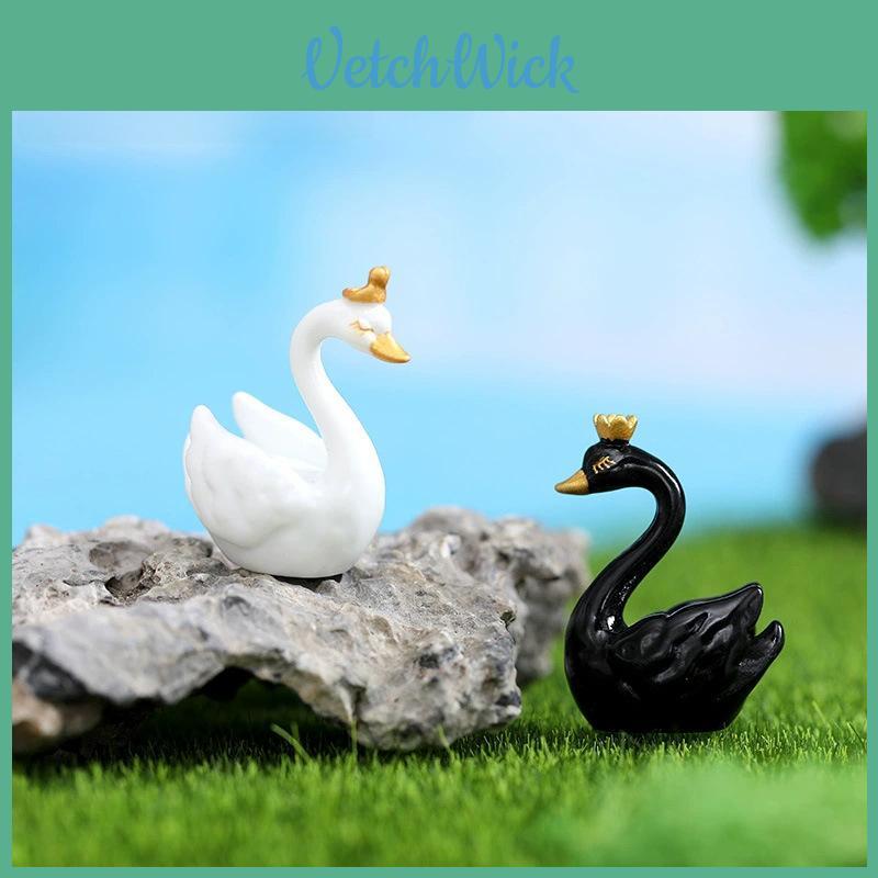 Adorable Resin Miniature Swan Figurines Colorful Cartoon Animal Decor Set