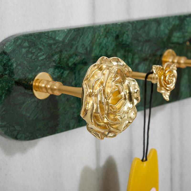 Luxury Wall-Mounted Bronze Marble Bathroom Hook Coat Hanger for Entry Bedroom And Entrance Clothing Storage Organizer