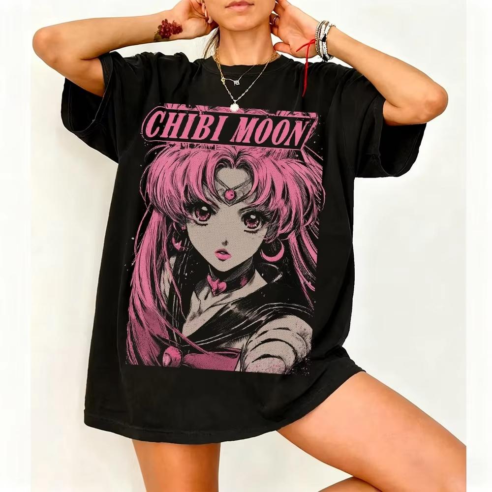 Sailor Moon Retro Jaren 90 Anime Grafisch T-shirt Zomer Katoen Unisex Dames Tee Streetwear Casual Trend Korte Mouw Koppel Hip Hop Top