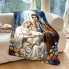 1PC Holy family night garden Faith-printed Flannel Blanket Soft and Warm Suitable for Home Travel Picnics Camping RV Use
