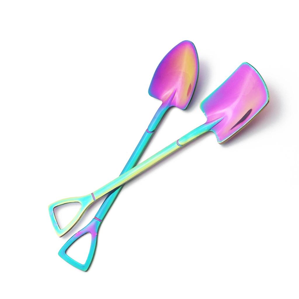 Creative Rainbow rustfritt stål spade skjesett Iskrem røreskje Verktøy Te Dessert Kaffeskje Festbestikksett