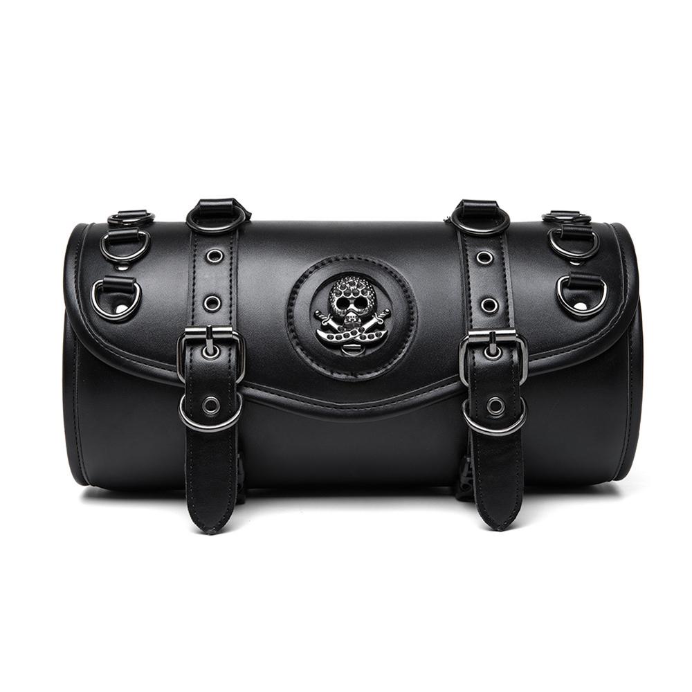 SHELKSBAG 2025 New Universal Motorcycle Saddlebags Bikers Punk Retro Pu Leather Front Fork Tool Daily Storage Hanging Bag