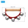 PATIKIL 6-Piece Jingle Bell Hand Bells, Handheld Wrist Bells, Wooden Percussion Instrument with 5 Bells, for Music Classes, Parties, and Christmas,