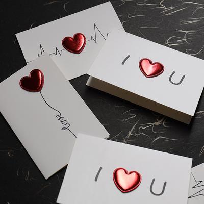 Love Letter Valentine's Day Greeting Card DIY Leather Love 3D Greeting Card I Love You Heartbeat Teacher's Day Blessing Card