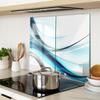 Tempered Glass Kitchen Splashbacks Abstract Waves Graphics 2X30X52 Cm