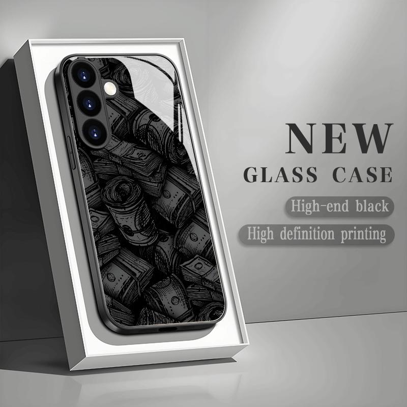 Creative Money Design Tempered Glass Phone Case Suitable for Samsung Galaxy S26 S25 S24 S22 S21 S20 FE Ultra Plus5G Anti Drop