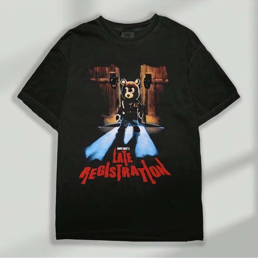 

Retro Ye Late Registration Concert T-Shirt Clothing Graphic Short Sleeve Shirt Men Women for Spring and Summer S разноцветный