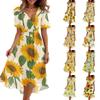 Women's Fashion Casual V-neck Short Sleeve Printed Dress