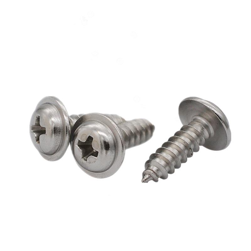 M2-M5 Stainless Steel 304 Phillips Pan Head Self-Tapping Screw with Washer and Pointed Tail