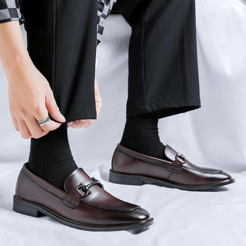 Fashion Italian Mens Dress Shoes Luxury Brand Soft Sole Business Office Casual Shoes for Men Lightweight Leather Driving Loafer Mocassin