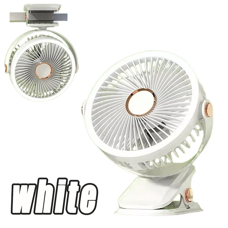 

Portable Clip Fan with LED Lights Desk Fan 5 Speed Quiet Rechargeable Mini Table Fan, 360° Rotate Personal Cooling Fan for Home Office білий