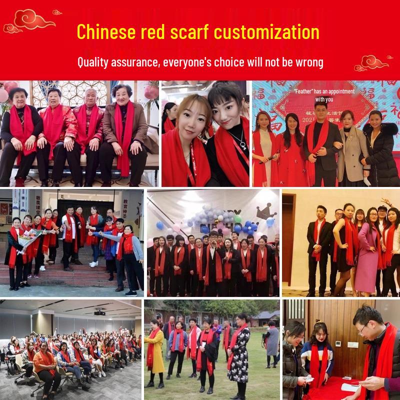 Bufanda Roja China Personalizada con Bordado de Logo para Eventos Corporativos, Bodas y Celebraciones
