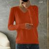 Women's Fashion Loose Knit Sweater Bottom Shirt V-Neck Pullover Long Sleeve Solid Color Top