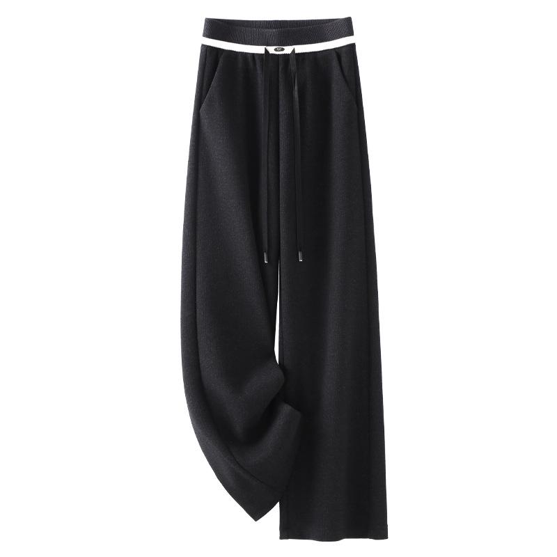 

Женские бежевые брюки из ацетатной шерсти широкого кроя - Новинка сезона осень/зима 2024, повседневный дизайн с прямыми штанинами L