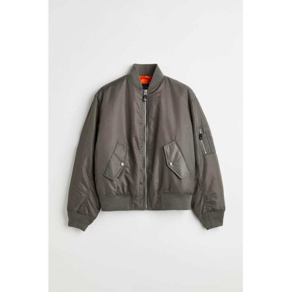 

Куртка-бомбер HM Relaxed Fit Dark Khaki Green XS