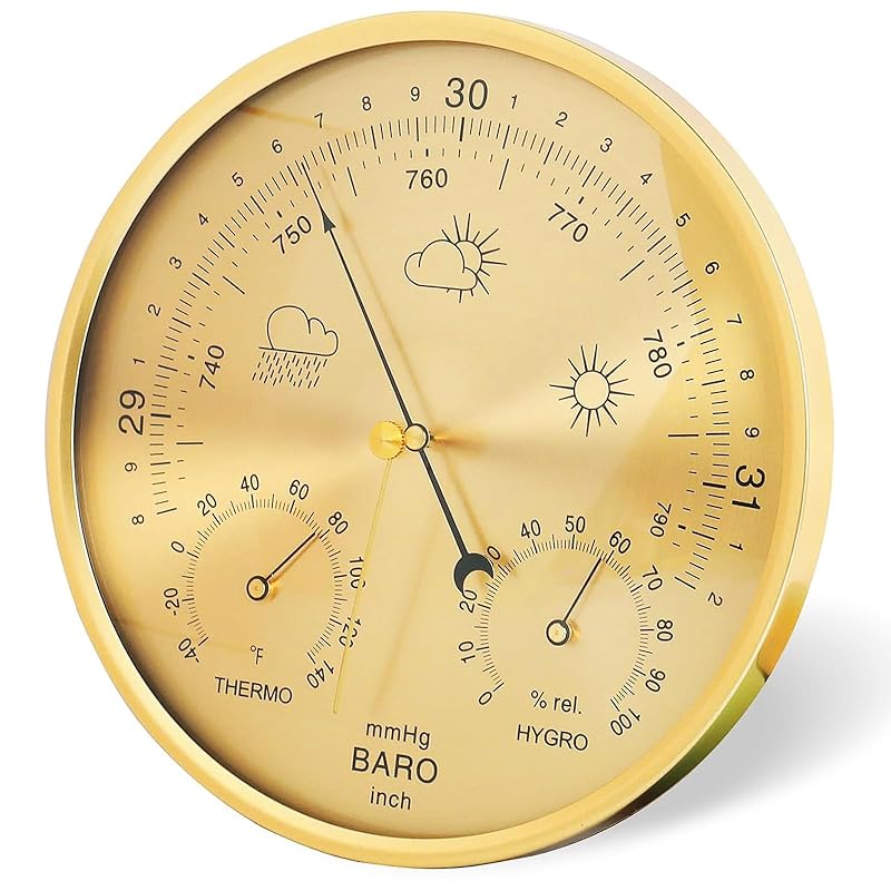 Wisząca na ścianie Stacja Pogodowa 3 w 1 Barometr, Termometr, Barometr, Higrometr, Dokładna Stacja Pogodowa do Domu i Biura, Wewnątrz i na Zewnątrz
