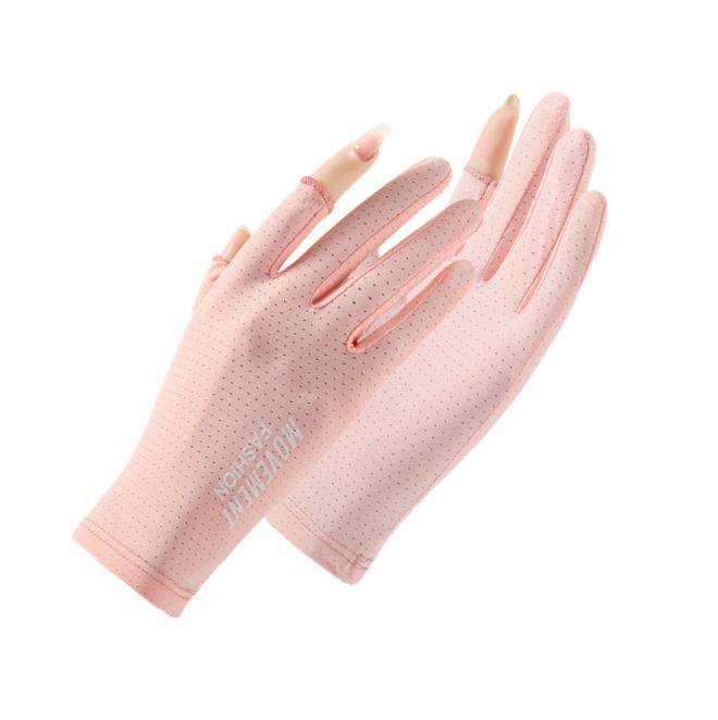 Sunscreen UV Protection Gloves Women's Thin StyleRiding Driving Non-slip Breathable Leak Finger Fishing Ice Silk Summer Gloves