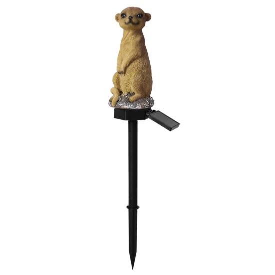 Pastoral Style Courtyard Decor Solar Meerkat Garden Light, Outdoor Waterproof LED Light with Stake, Resin Animal Yard Ornaments Cute Lamp for Walkway