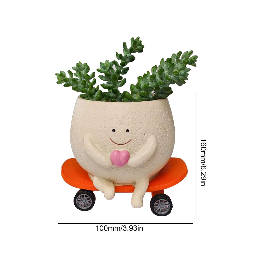 Cute Hanging Planter Pot Resin Hanging Swing Chair Planter Creative Smile Face Flower Container for Indoor Outdoor Plant Holder
