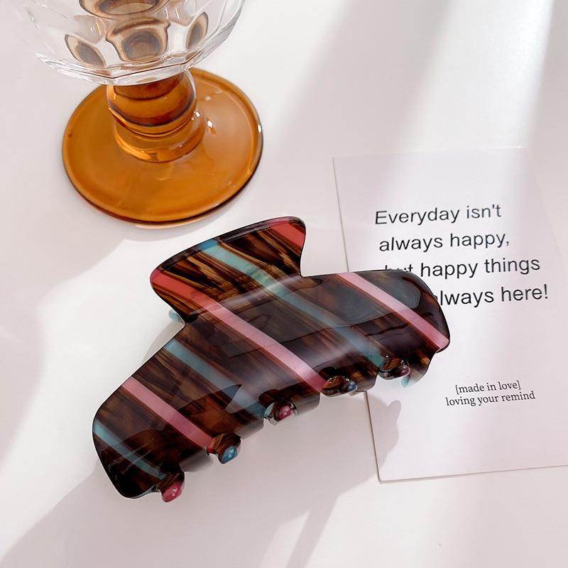 Stilvoller gestreifter Haarklammer-Clip aus Acetat für mühelose und schicke Frisuren für Frauen