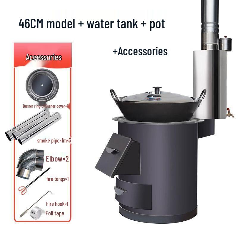 Φορητή Σόμπα Ξύλων Σιδήρου Χωρίς Καπνό: Εσωτερική & Εξωτερική Ενεργειακά Αποδοτική Ξυλόσομπα με Μεγάλο Τραπέζι για Κατσαρόλα