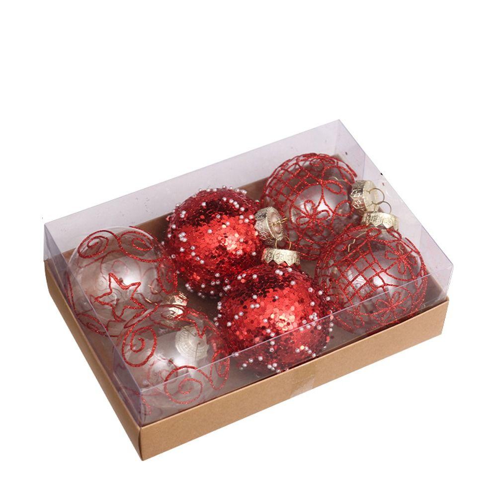 6pcs 8cm Christmas Ball Gift Box PET Christmas Tree Pendant  Home Xmas Decor