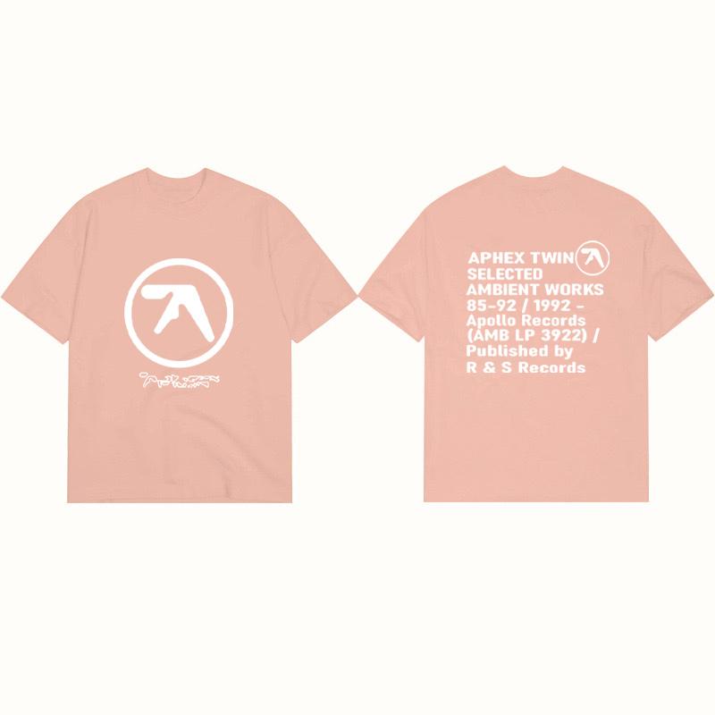 Men T-Shirt Aphex Black Print Cotton Graphic Oversized Korean Fashion Short Sleeve Tops Tees Y2k Streetwear Clothing