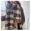 New Thick Tassel Scarf for Women Cat Print Imitation Cashmere Shawl Sun Protection Autumn and Winter Windproof Scarf