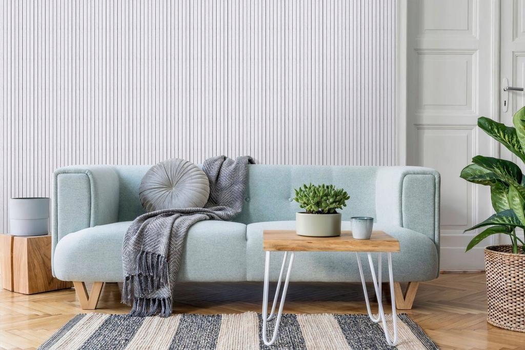 Pannello Decorativo Autoadesivo PVC Liscio Grigio Chiaro Lamele 280X60 Cm