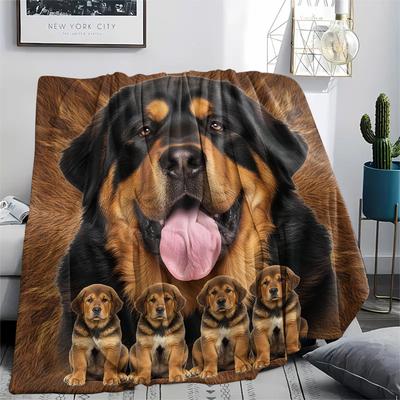 1Pc Tibetan Mastiff Dalmatian Print Flannel Blanket, High Quality Comfortable for All Seasons, Home Decor, Warmth and Comfort, Perfect for Gifts