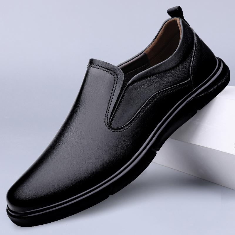 Fashion Handmade Men's Business Shoes High Quality Mens All-match Loafers Genuine Leather Mens Slip on Walking Shoes Stylish Male Flats