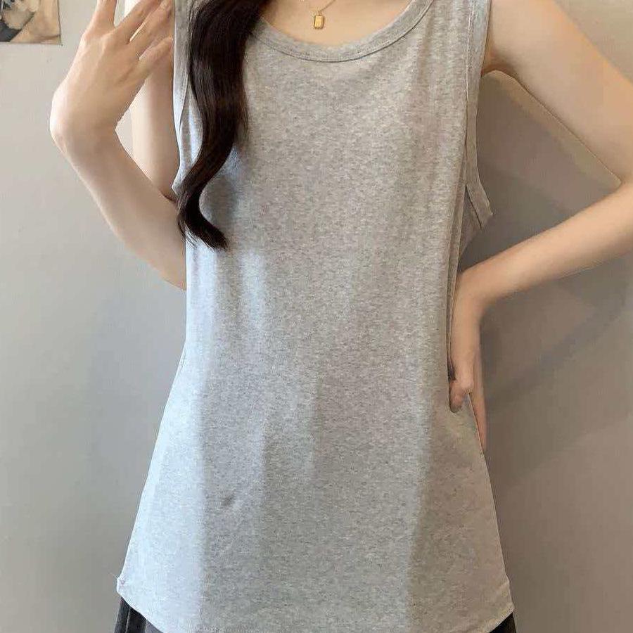 2026 Women's Plus Size Racerback Tank: Solid Color Sleeveless Camisole for Summer