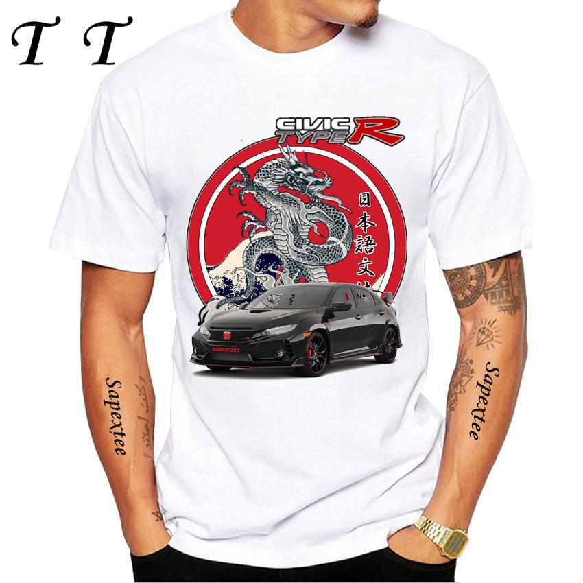 New Summer Men Short Sleeve JDM INLANDSMARKT T-Shirt Civic Type R i-Vtec Car Interior Classic T shirts Boy Casual White Tees