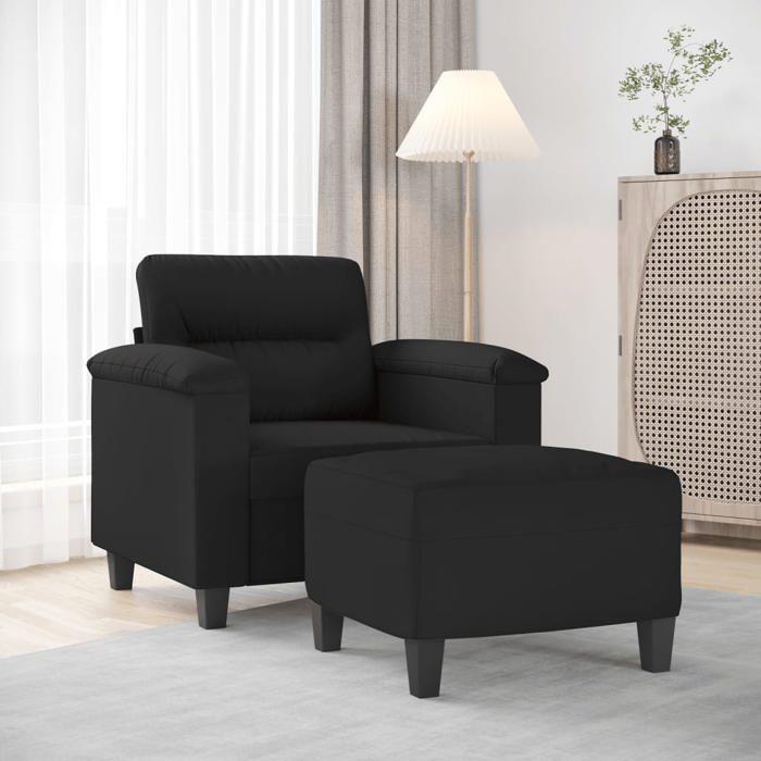 VidaXL Armchair with Footrest Black 60 Cm Microfibre Fabric, Sofa, Armchair, TV Armchair, Single Sofa, Sofa, Sofa 3201228