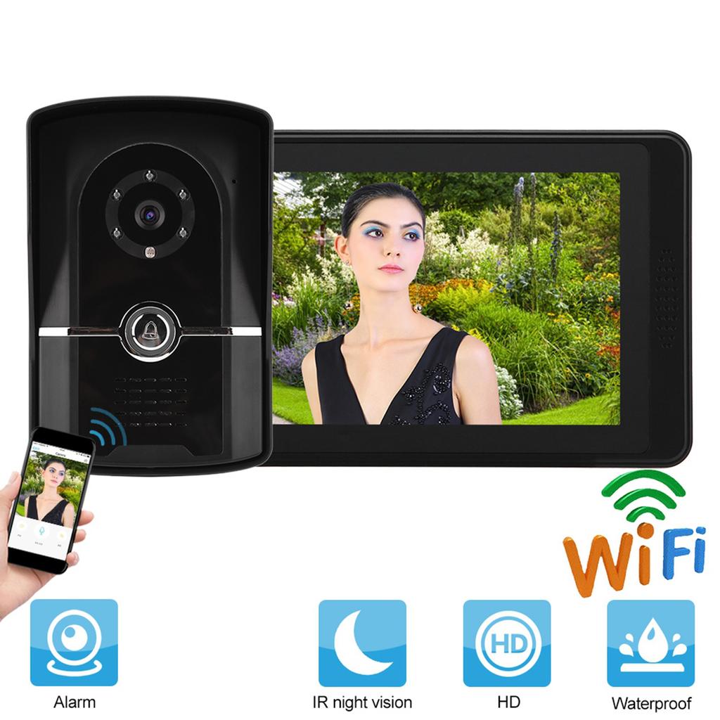 7 Inch LCD Wired Video Door Phone Intercom Doorbell App Remote Unlock Entry System