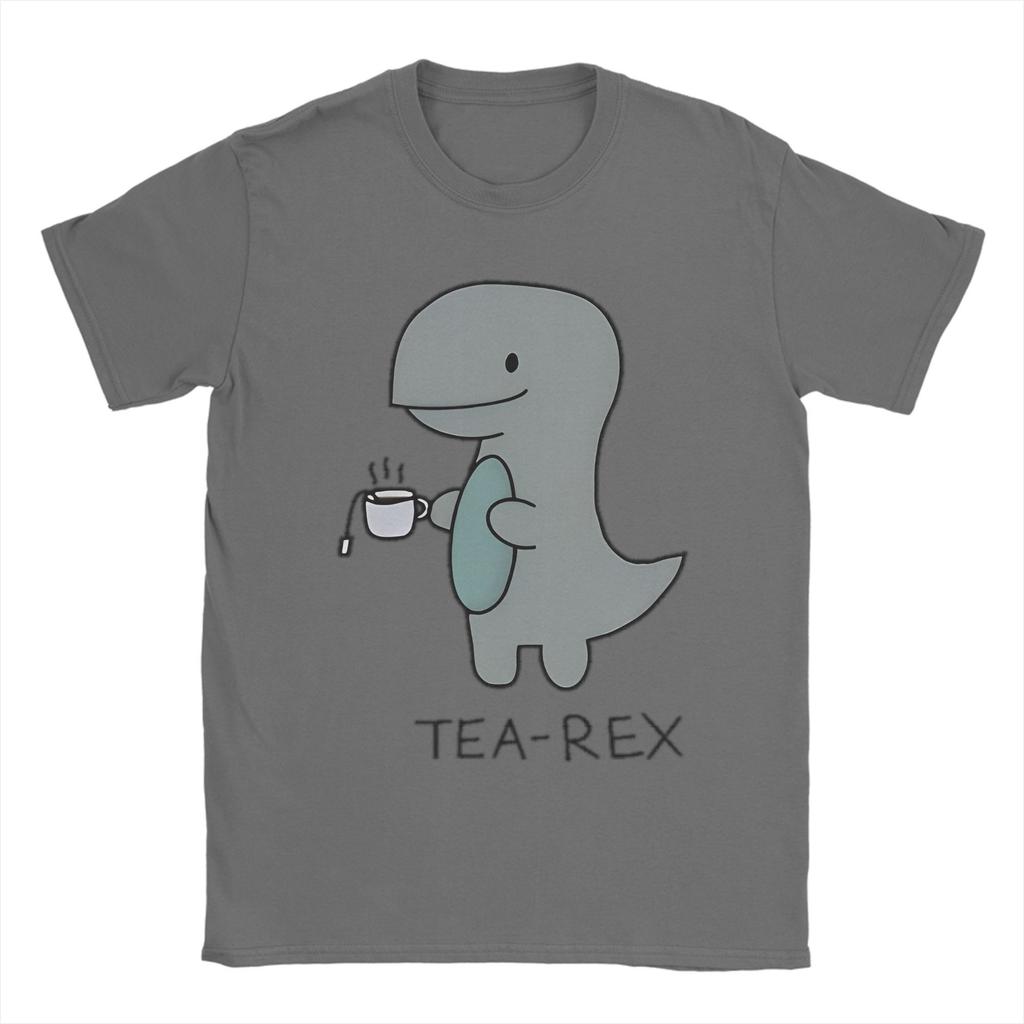 Tea-Rex T-Rex Dinosaur Teacup Men's T Shirt Cartoon Cute Funny Tees Short Sleeve Crewneck T-Shirts Cotton Gift Idea Clothing
