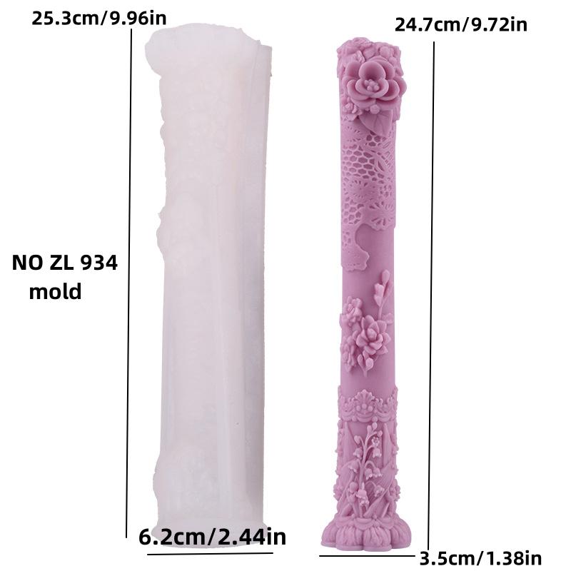 

Длинная силиконовая форма для цилиндрической свечи с рельефом цветов из кружева, форма для резной свечи-колокольчика на столбе, цилиндрические гипсовые формы в виде римской колонны