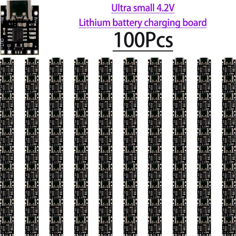10~100Pcs Small Size 1A 4.2V Charging Module Type C Input 3.7V Ternary Lithium Battery Charger Board Built In Protection Board
