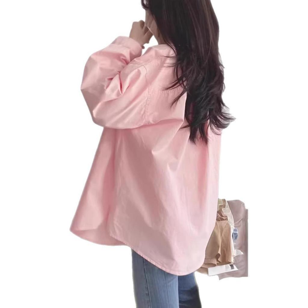 Women's Simple Sweet Pure Cotton Long Sleeve Shirt for Spring, Autumn & Winter
