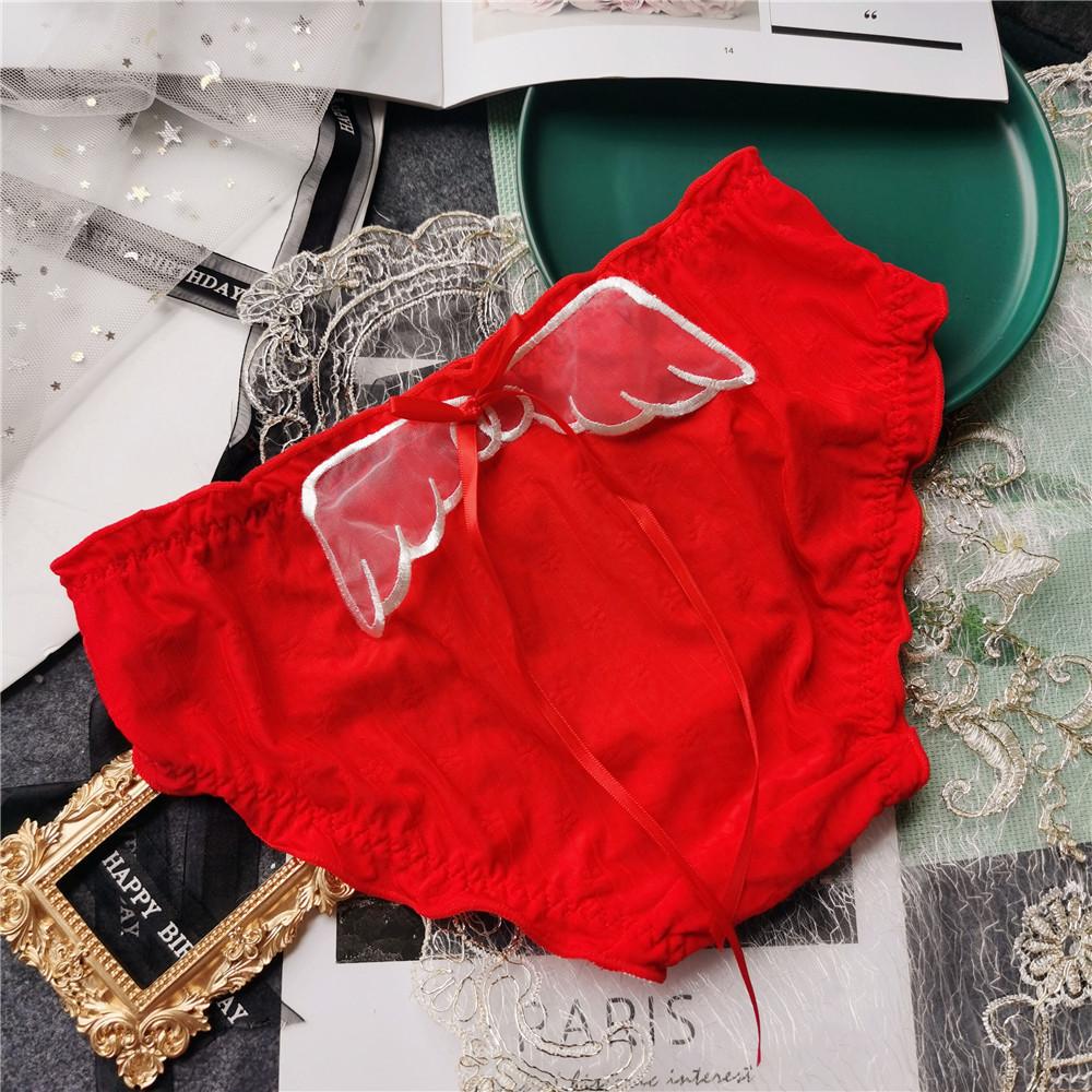 Briefs Cute Elastic Big Jacquard Dark Ice Silk Underwear Sexy Low-rise Women's Panties