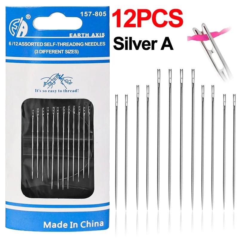 36/12Pcs Blind Sewing Needles Stainless Steel Elderly Needle-side Hole for Household Sewing DIY Jewerly Beading Threading Needle