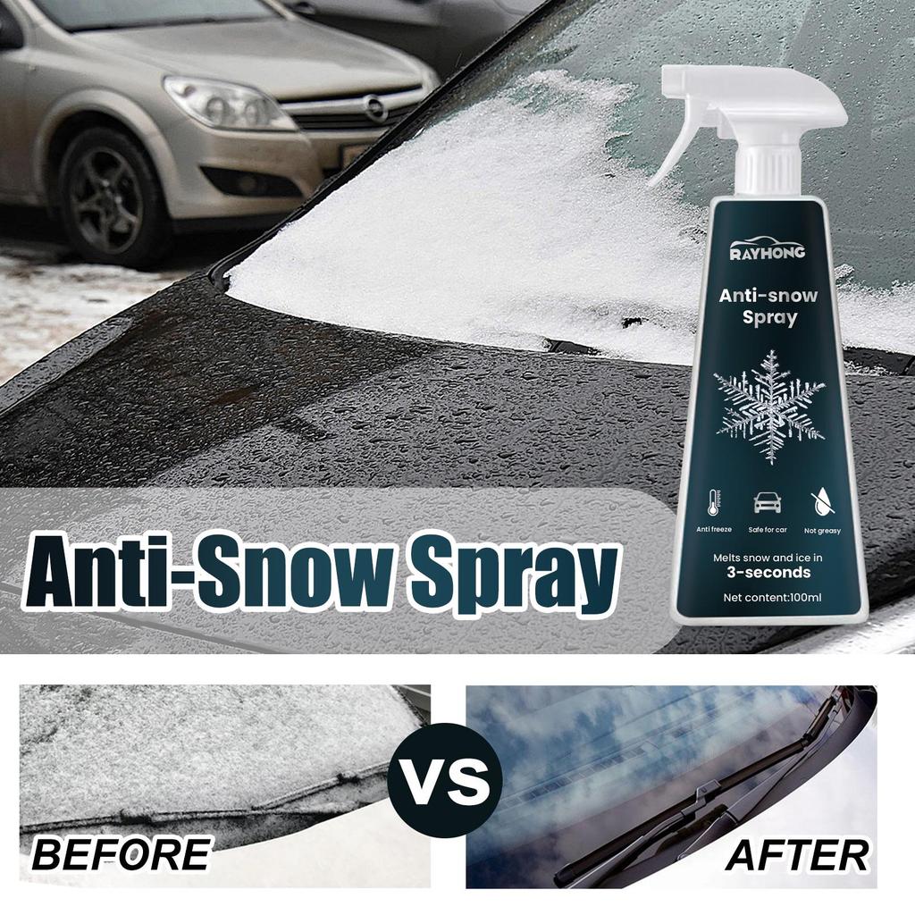 RAYHONG De-icing Agent for Car Windshield and Rearview Mirror, Quick Frost and Mist Removal, Melt Snow and Ice Agent 100ml