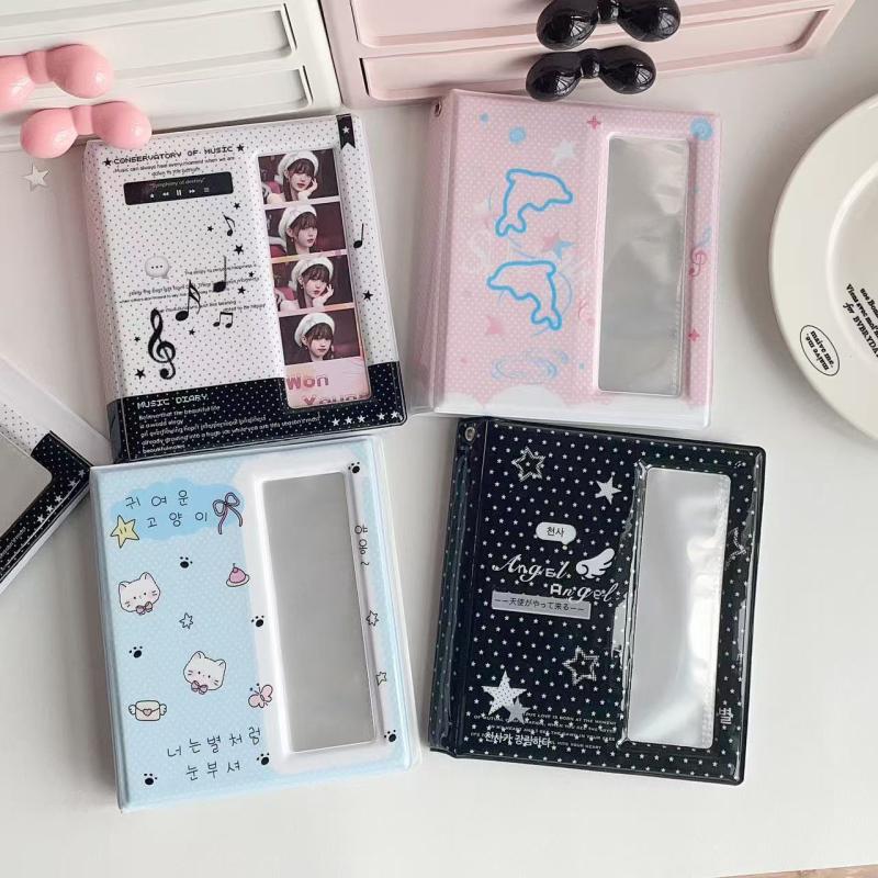 Cartoon Four Grid 4 Cuts Album Photo Card Collection Book For 40 Pcs 2X6 Inch Photo Strips Bookmark 20 Pcs 4X6 4R Photo Holder
